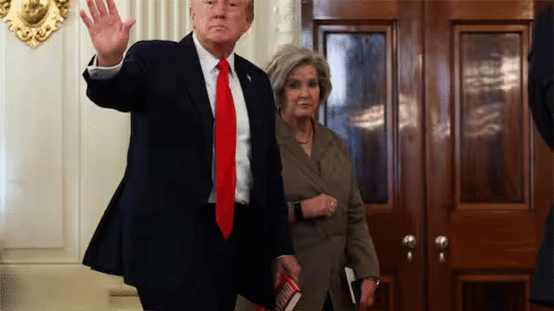 President Donald Trump departs with White House Chief of Staff Susie Wiles. AFP file